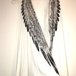 VOCAL  Lace Layer Angel Wings Tank Vest with Rhinestone detailed wings.